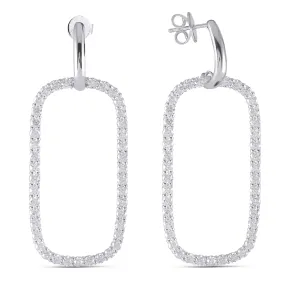 10k White Gold Moissanite Hoop Earrings 2.8ctw