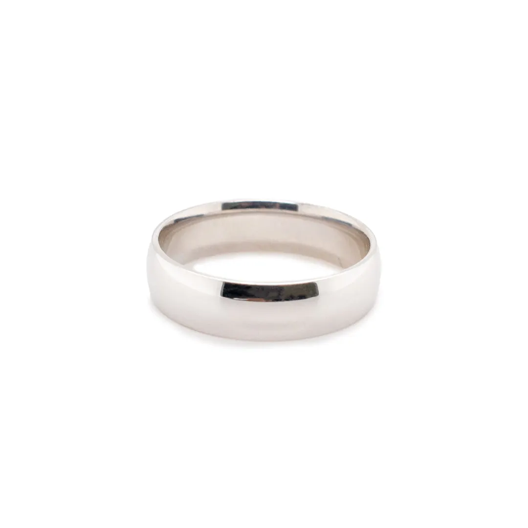 14K White Gold 6mm Men's Wedding Band