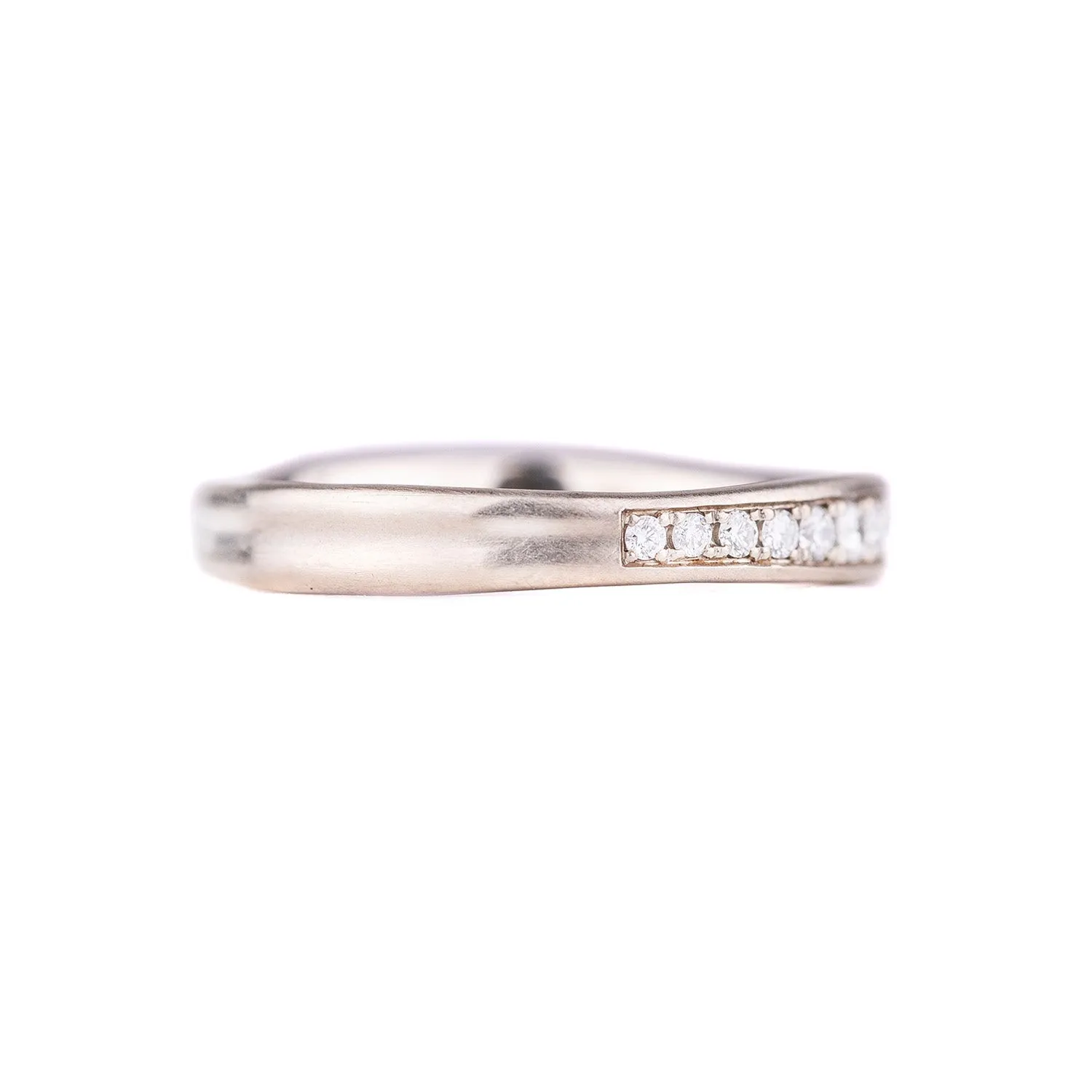 14k White Gold Band with Diamonds by Matsu