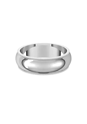 14K White Gold Millgrain Wedding Band