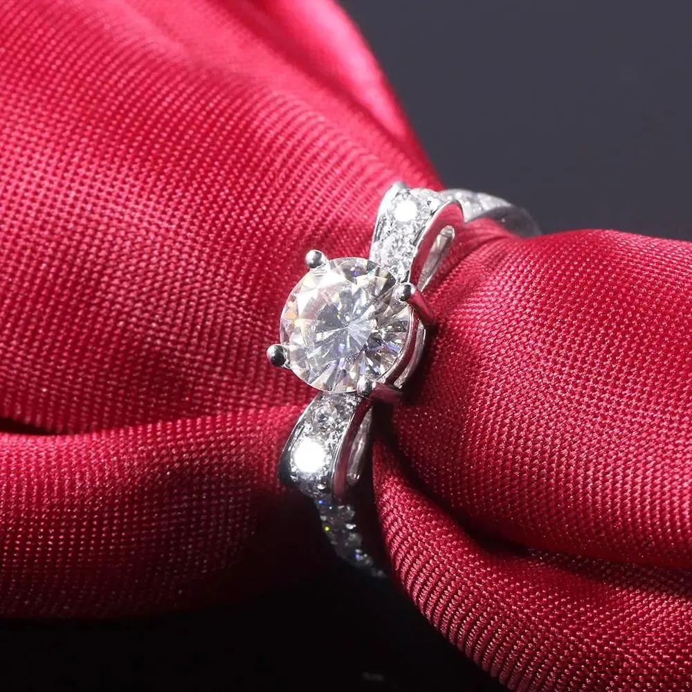 14k White Gold Moissanite Ring 1.6ct Total