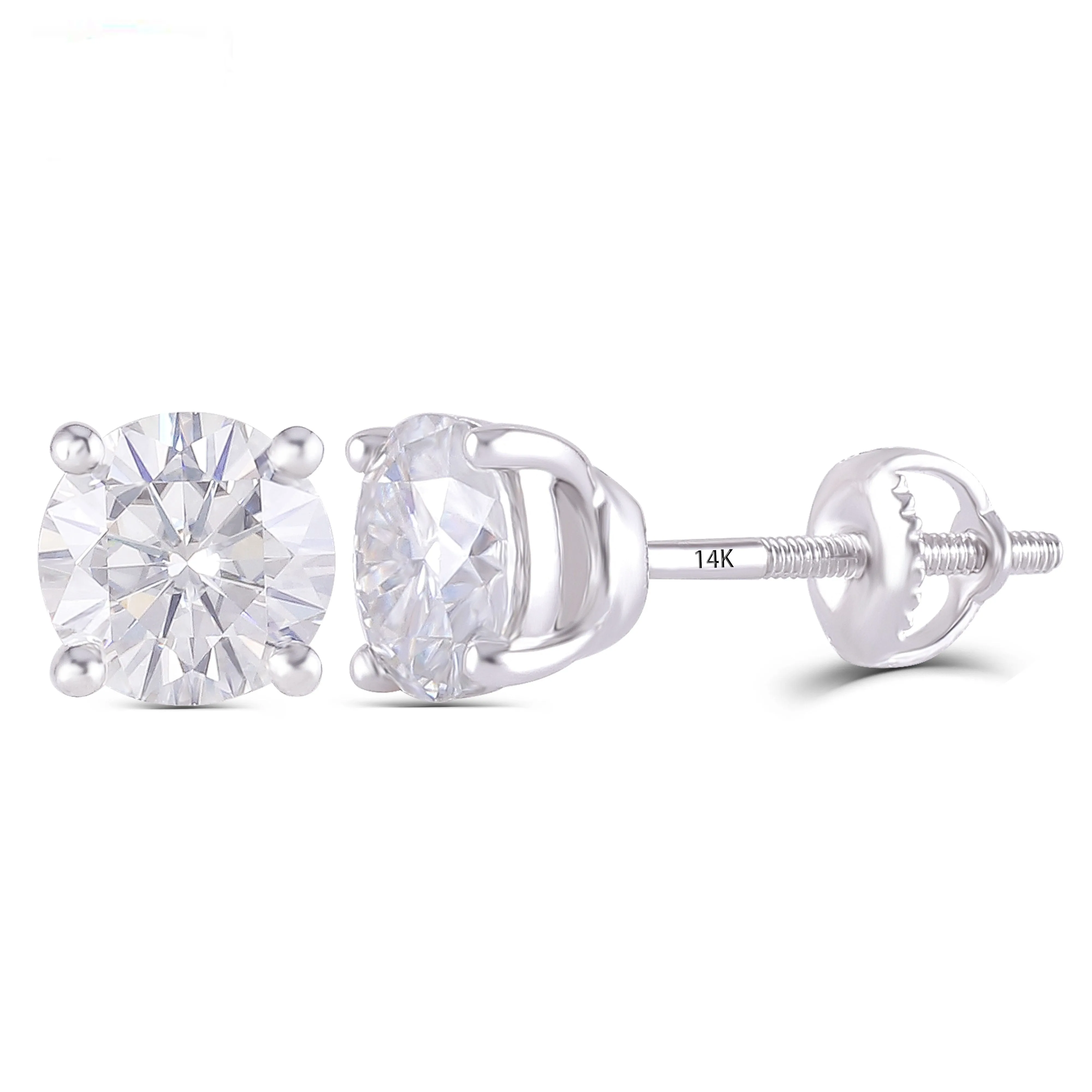 14k White Gold Moissanite Stiud Earrings 2ctw