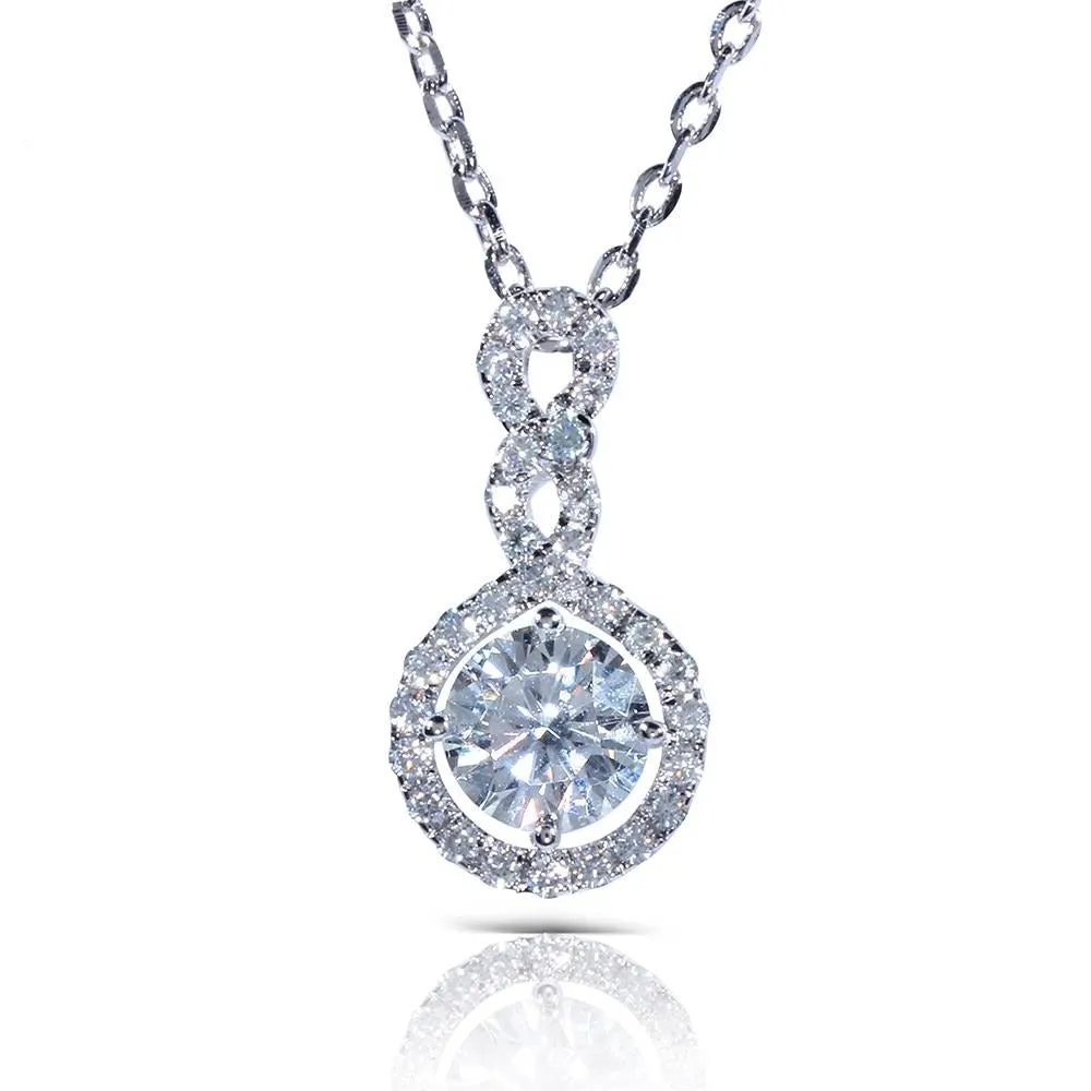 14k White Gold Total Moissanite Necklace / Pendant 1.3ctw