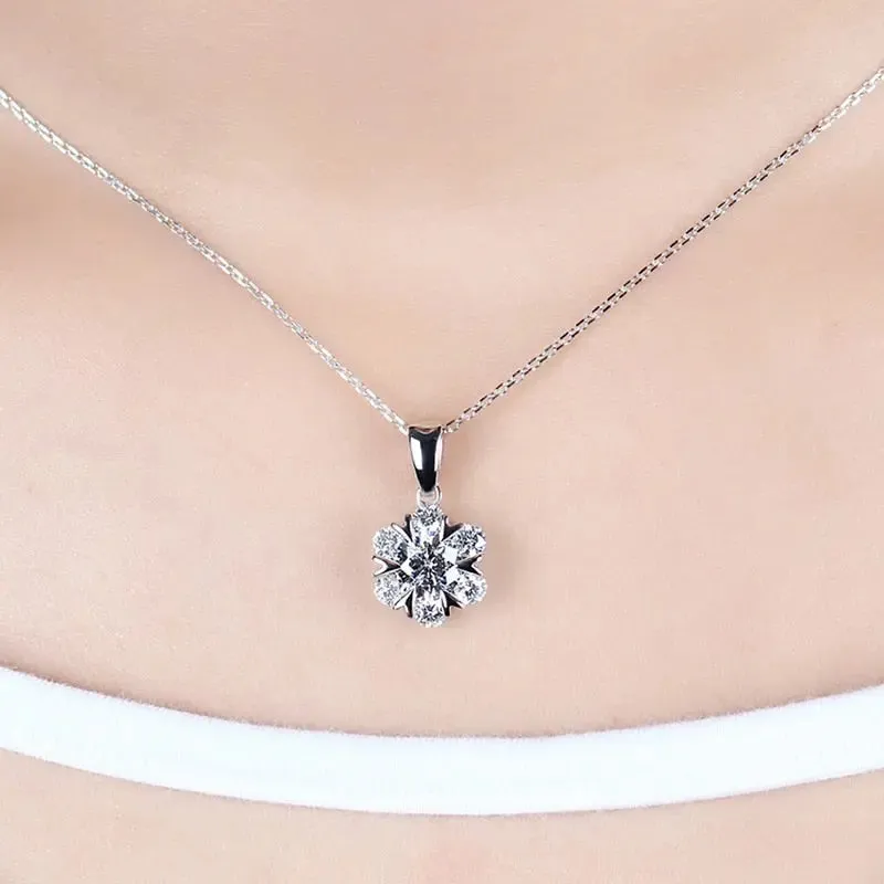 18k White Gold Halo Moissanite Necklace 1.6ctw