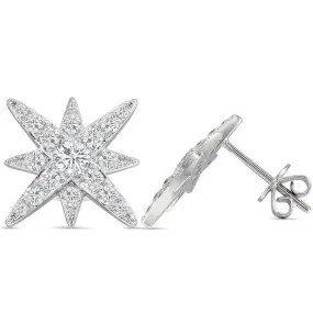 18k White Gold Star Moissanite Stud Earrings