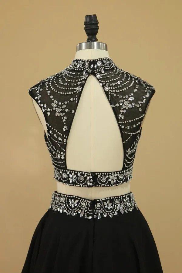 2024 Homecoming Dresses High Neck Two Pieces Beaded Bodice PRFEAGKN