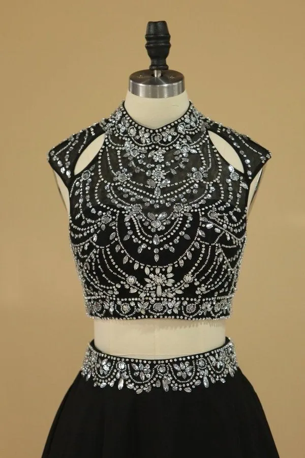 2024 Homecoming Dresses High Neck Two Pieces Beaded Bodice PRFEAGKN