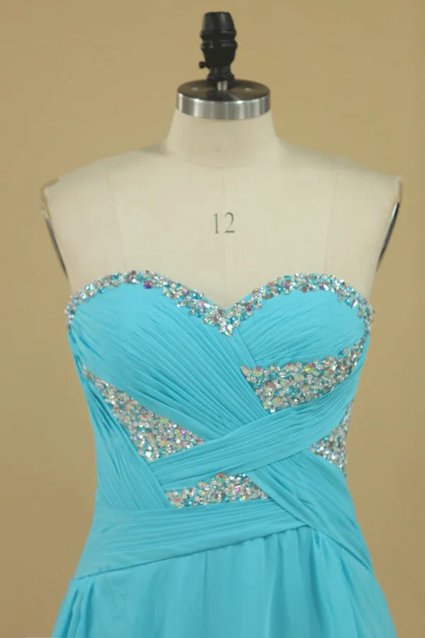 2024 Prom Dresses A Line Sweetheart Chiffon With Beads And PALZ6TA1