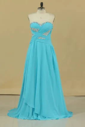 2024 Prom Dresses A Line Sweetheart Chiffon With Beads And PALZ6TA1