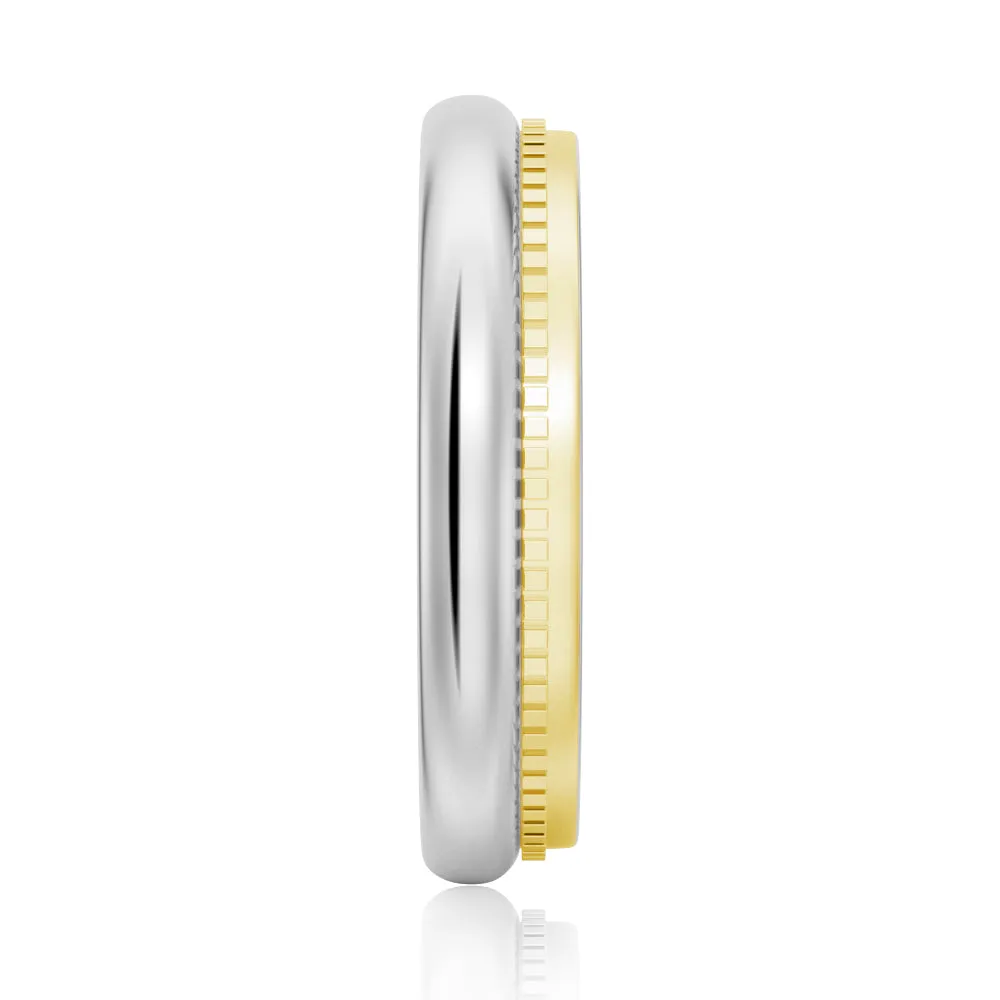 4.4mm Polished Finish Two-Tone Men's Wedding Band With Milgrain Edge