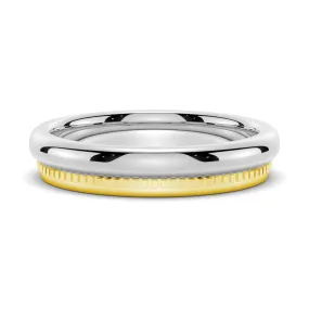 4.4mm Polished Finish Two-Tone Men's Wedding Band With Milgrain Edge