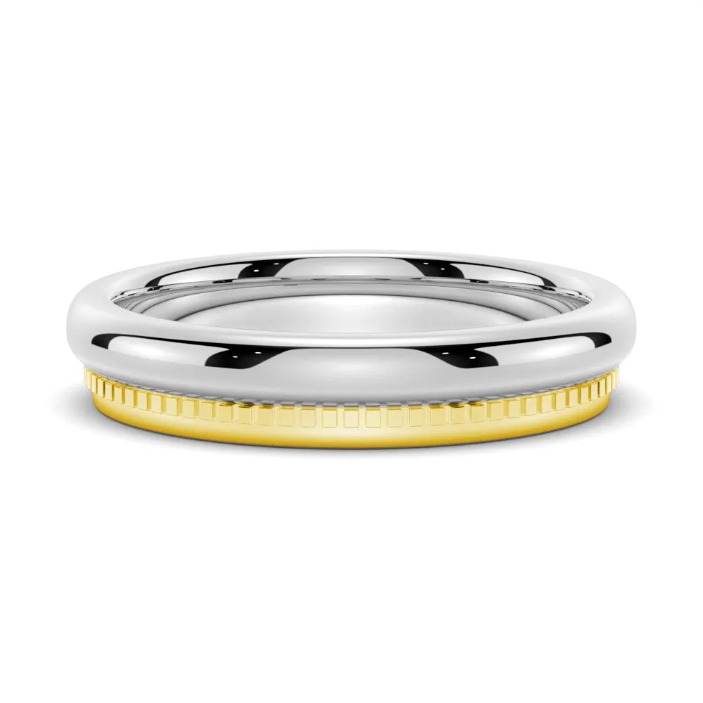 4.4mm Polished Finish Two-Tone Men's Wedding Band With Milgrain Edge