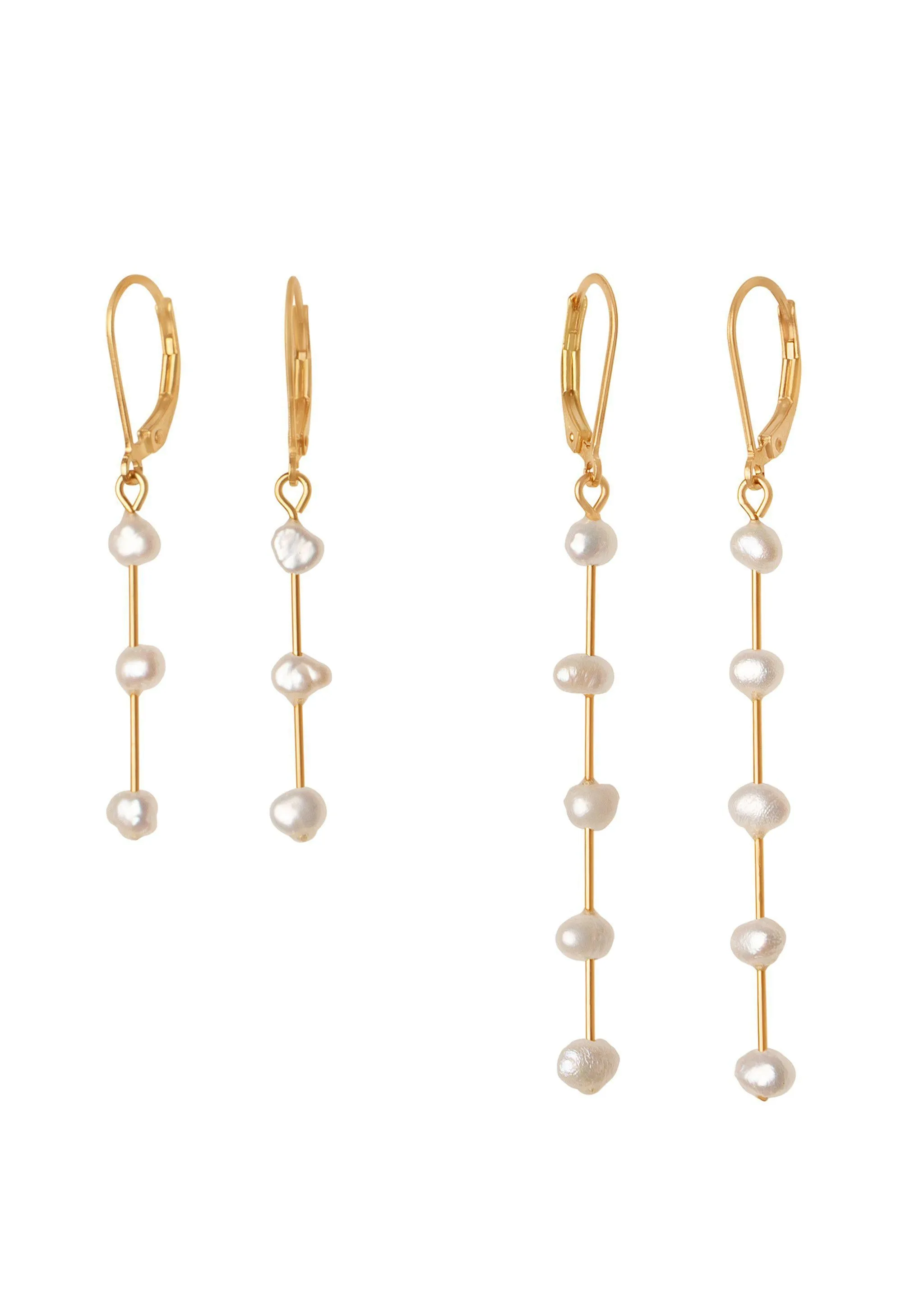 5 Point Balance Bar Pearl Earrings