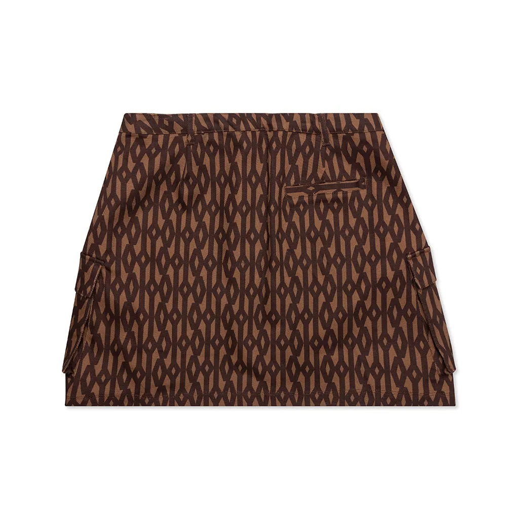 Adidas Originals x Ivy Park Monogram Skirt - Wild Brown/Night Red