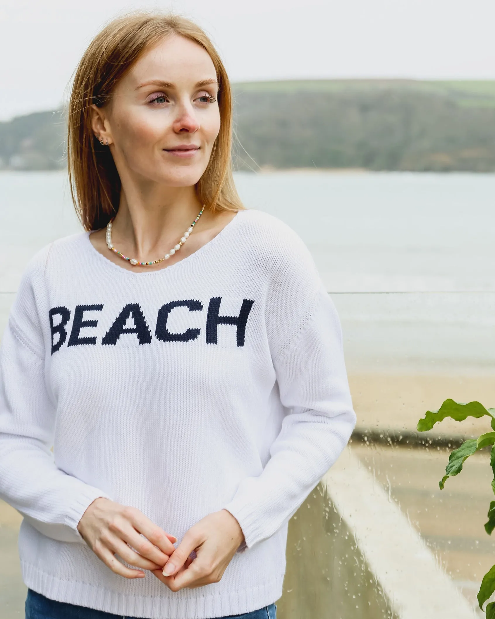 Aloft Beach Knitted Crew - White