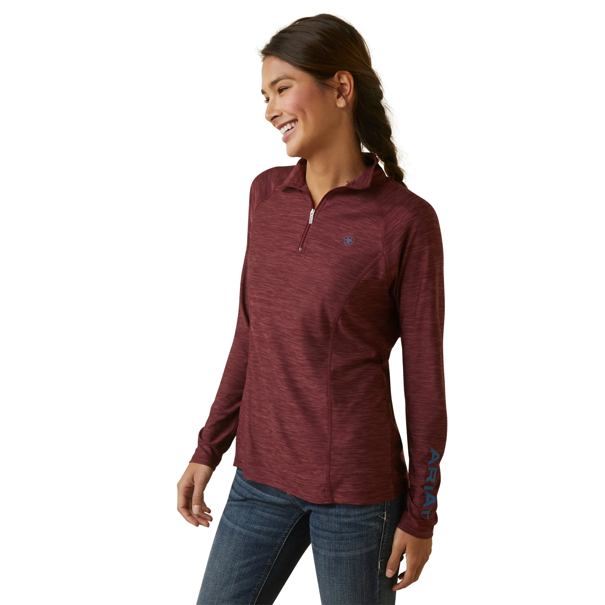 Ariat Ladies Laguna Tawny Port Maroon 1/4 Zip Top 10046131