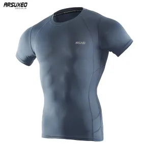 ARSUXEO Men's Compression Shirt Base Layer Running T Shirts Short Sleeves Workout GYM T Shirt Clothing C52