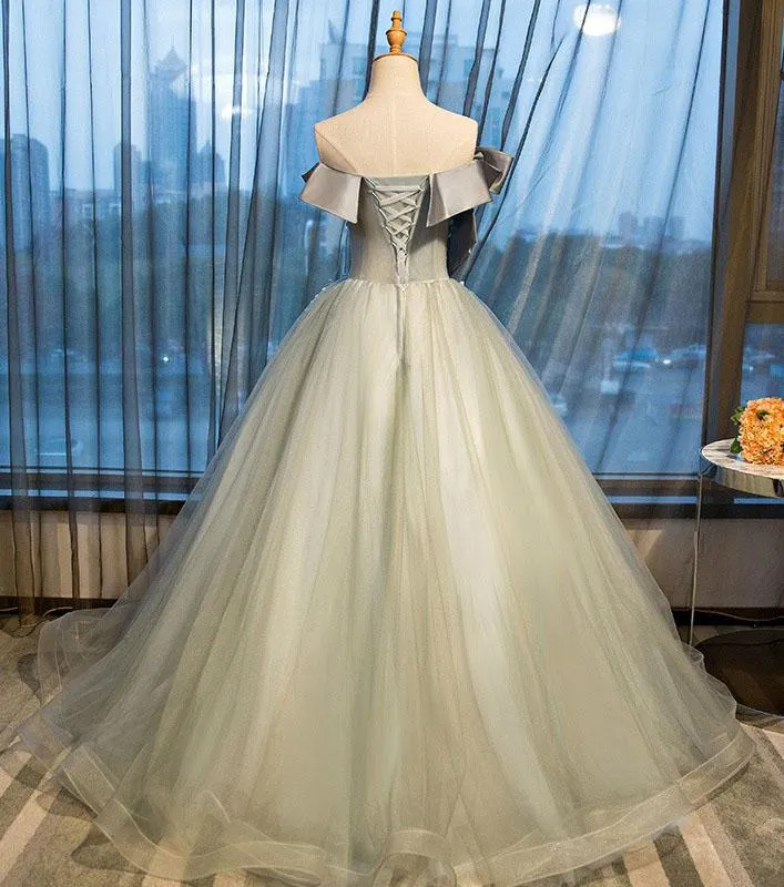 Ball Gown Strapless Appliques Beads Tulle Quinceanera Dresses with Lace up, Prom Dresses STK15564