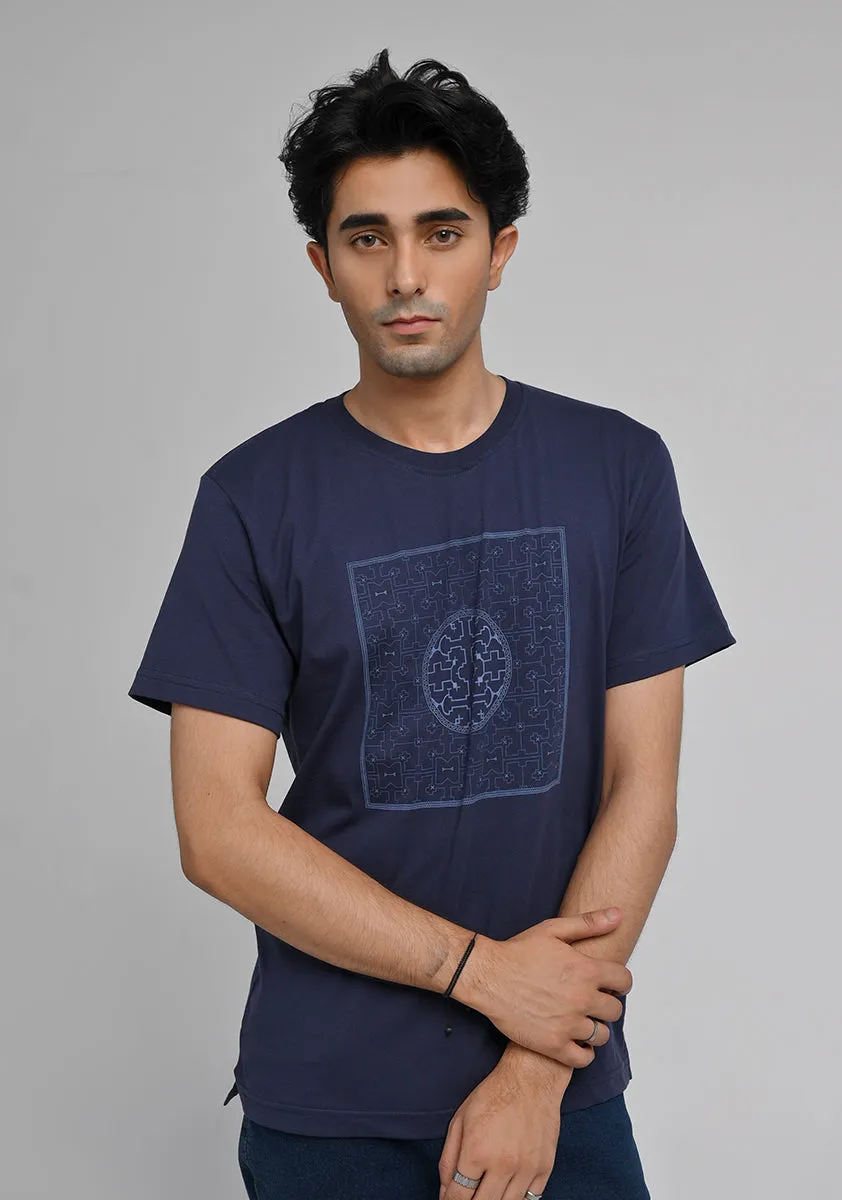 Basic Jersey Round Neck Blue T-Shirt