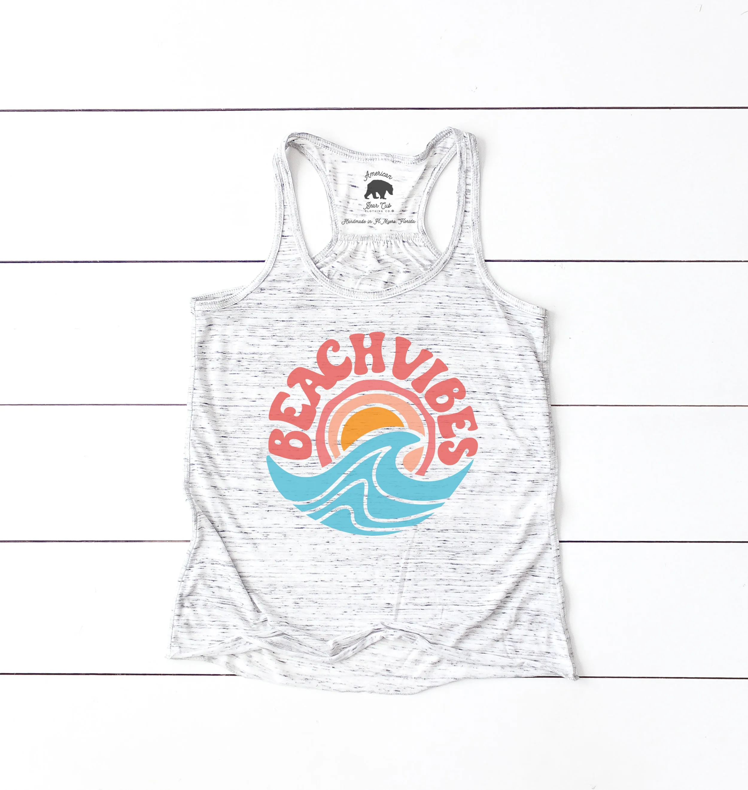 Beach Vibes Retro flowy racerback tank top