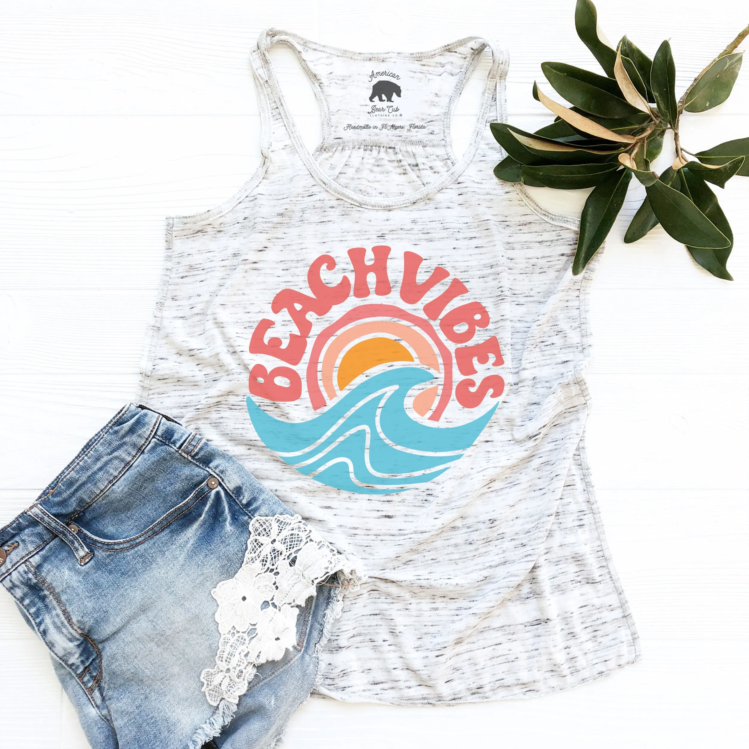 Beach Vibes Retro flowy racerback tank top