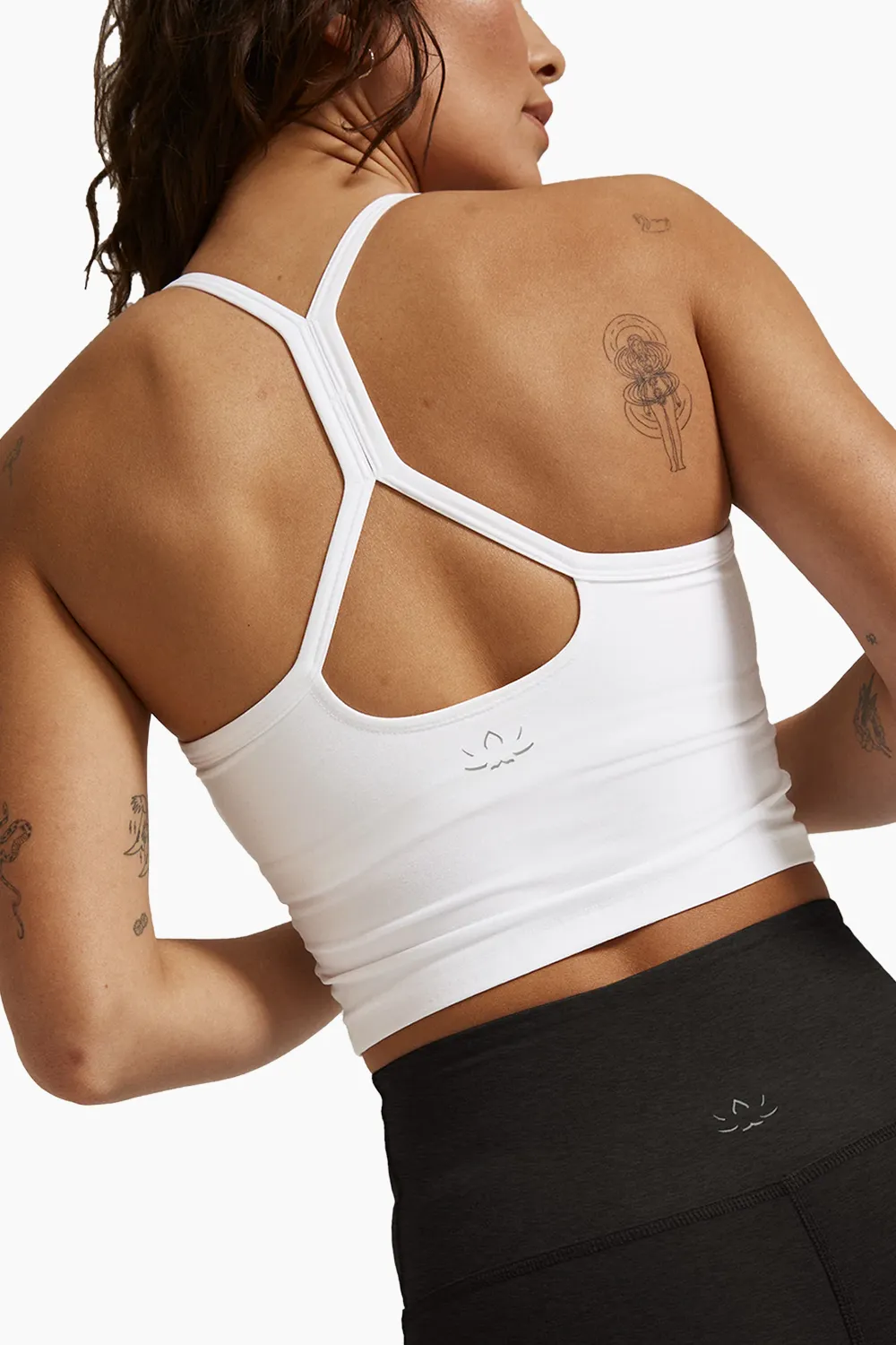 Beyond Yoga Spacedye Slim Racerback Cropped Tank in Cloud White