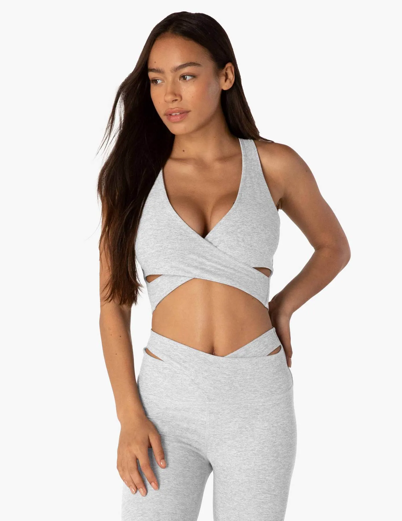 Beyond Yoga Spacedye That's a Wrap Cropped Tank silver mist