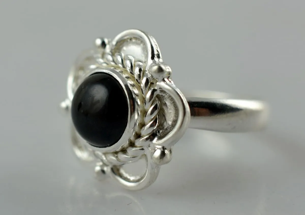 Black Onyx Gemstone Ring in 925 Sterling Silver