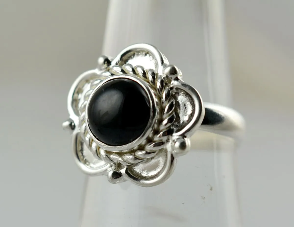 Black Onyx Gemstone Ring in 925 Sterling Silver