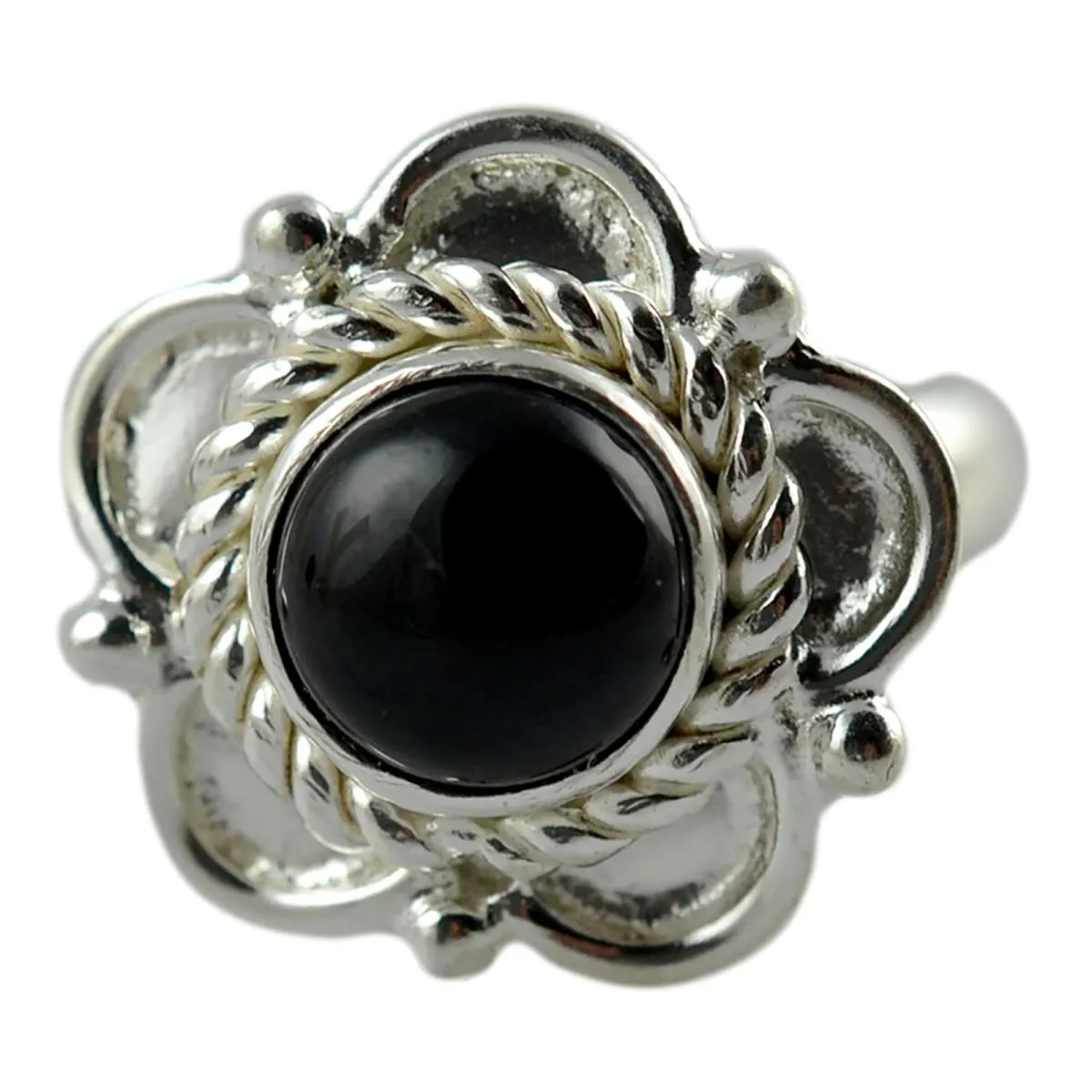 Black Onyx Gemstone Ring in 925 Sterling Silver