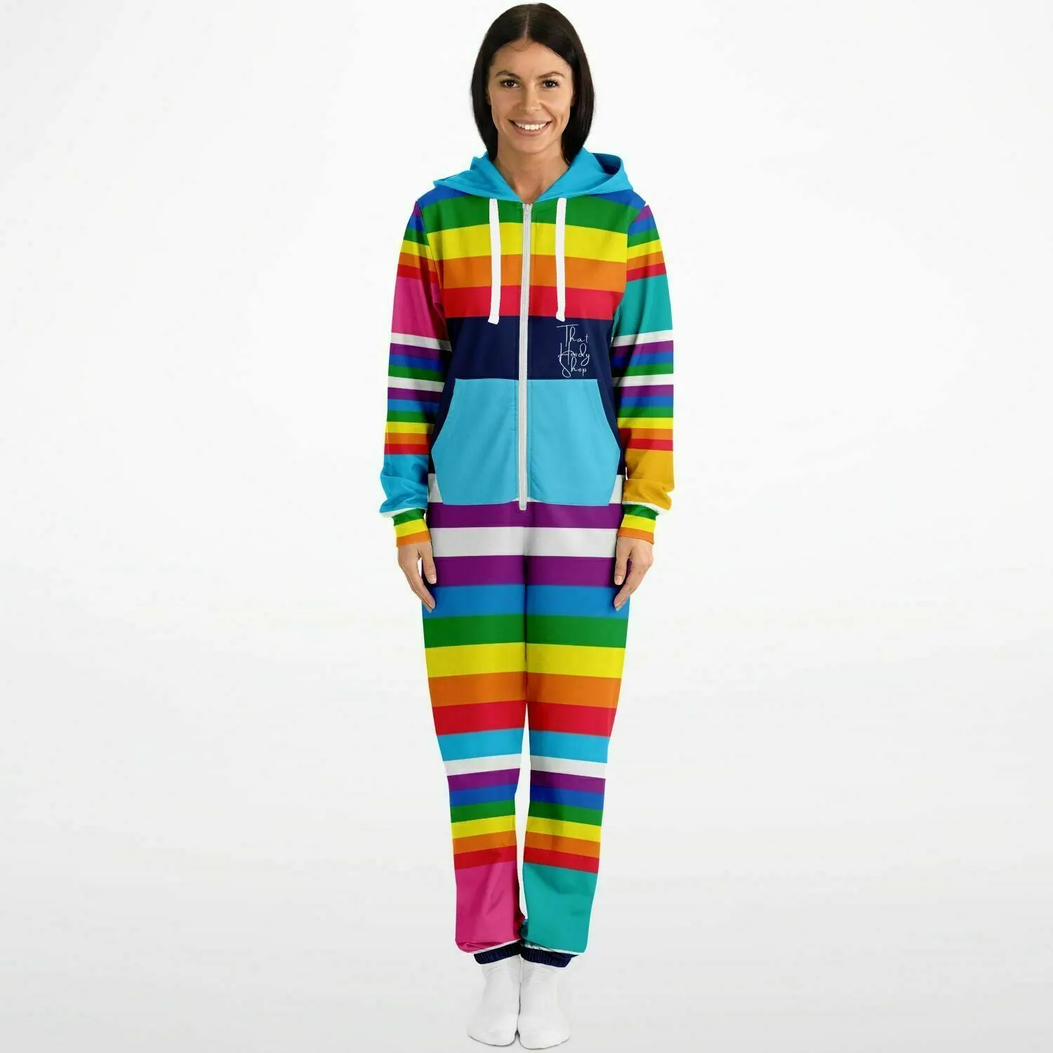 Blue Horizon Rainbow Stripe Fleece Unisex Romper