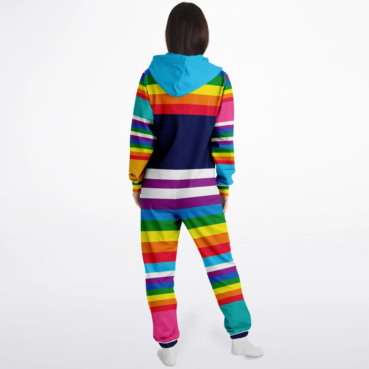 Blue Horizon Rainbow Stripe Fleece Unisex Romper