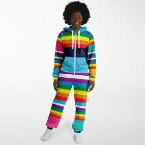 Blue Horizon Rainbow Stripe Fleece Unisex Romper