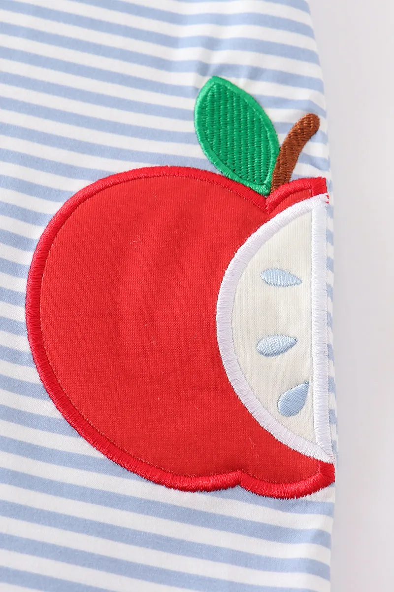 Blue stripe apple applique dress