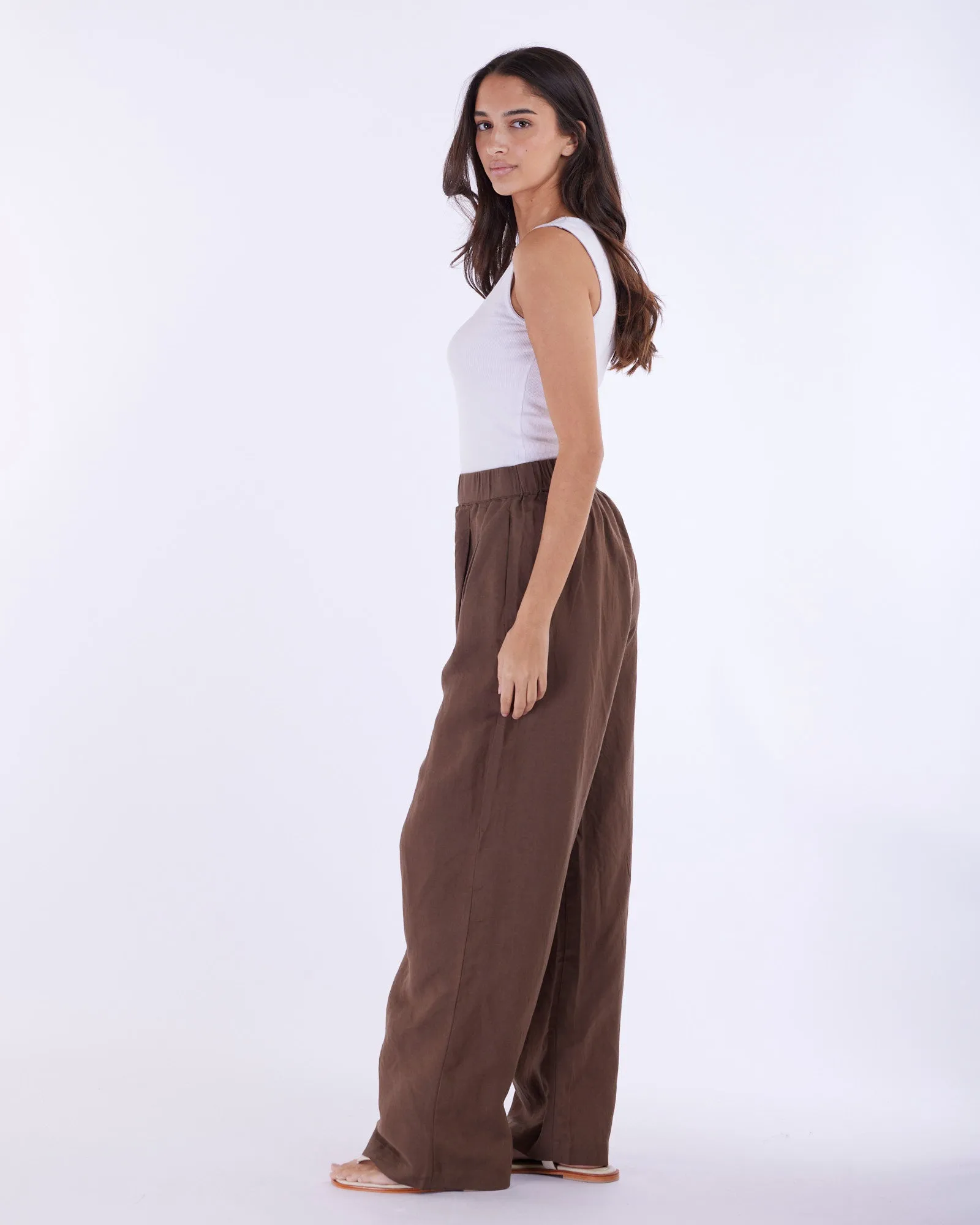 Cancun Linen Pant - Chocolate