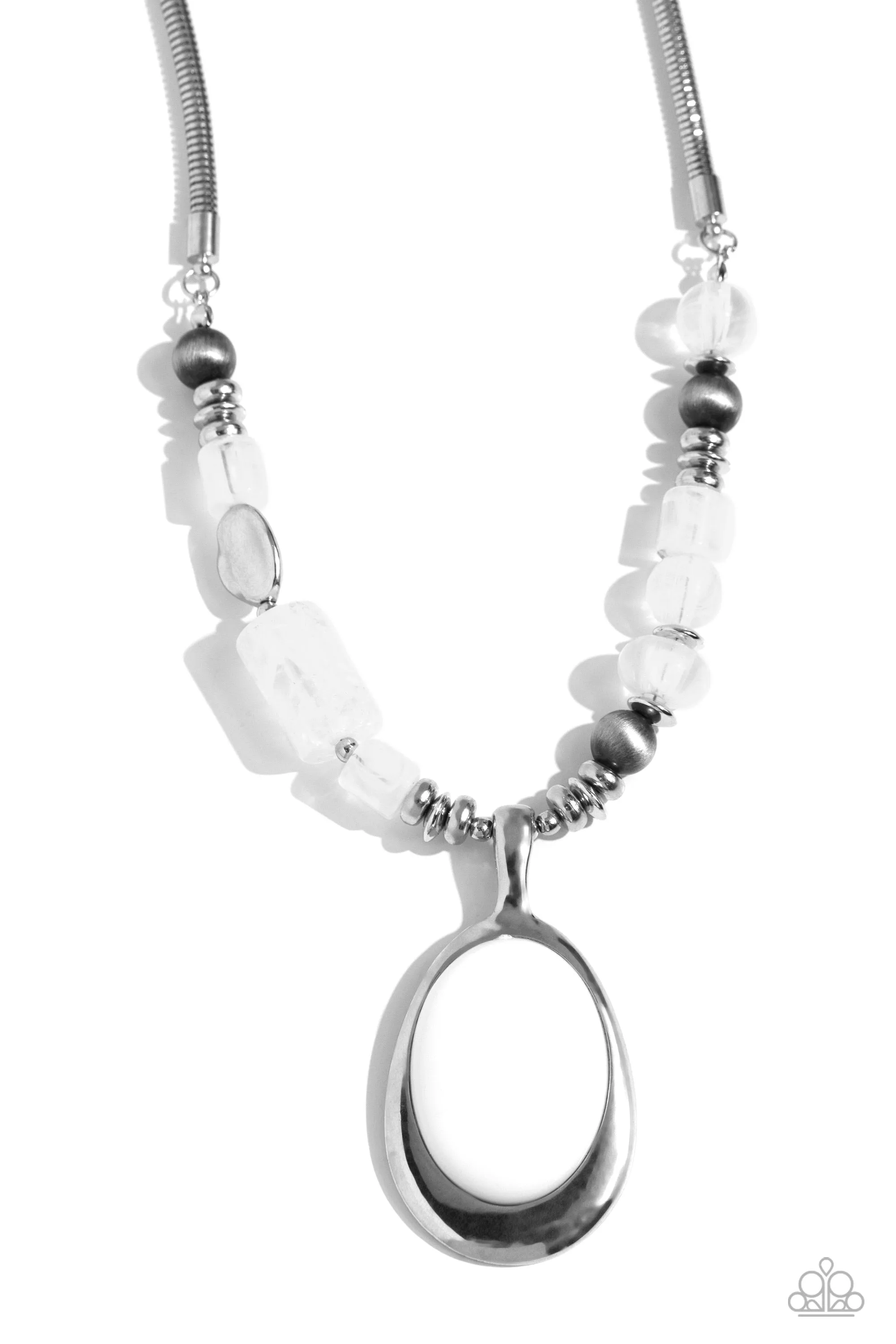 Captivating Composition - White Necklace