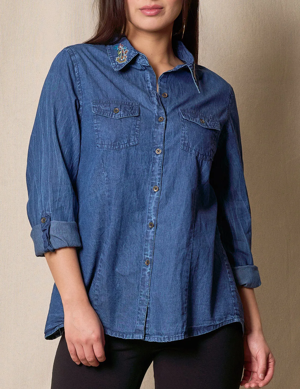 Cassidy Embroidered Denim Tunic