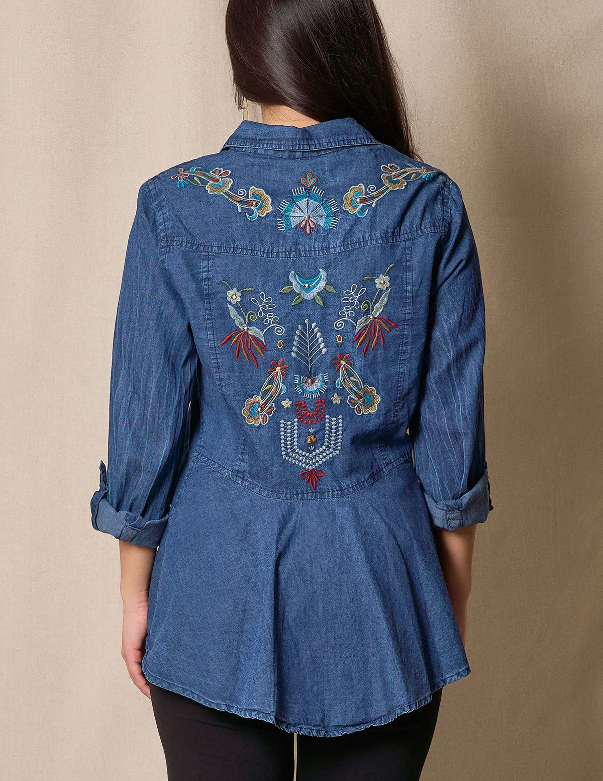 Cassidy Embroidered Denim Tunic