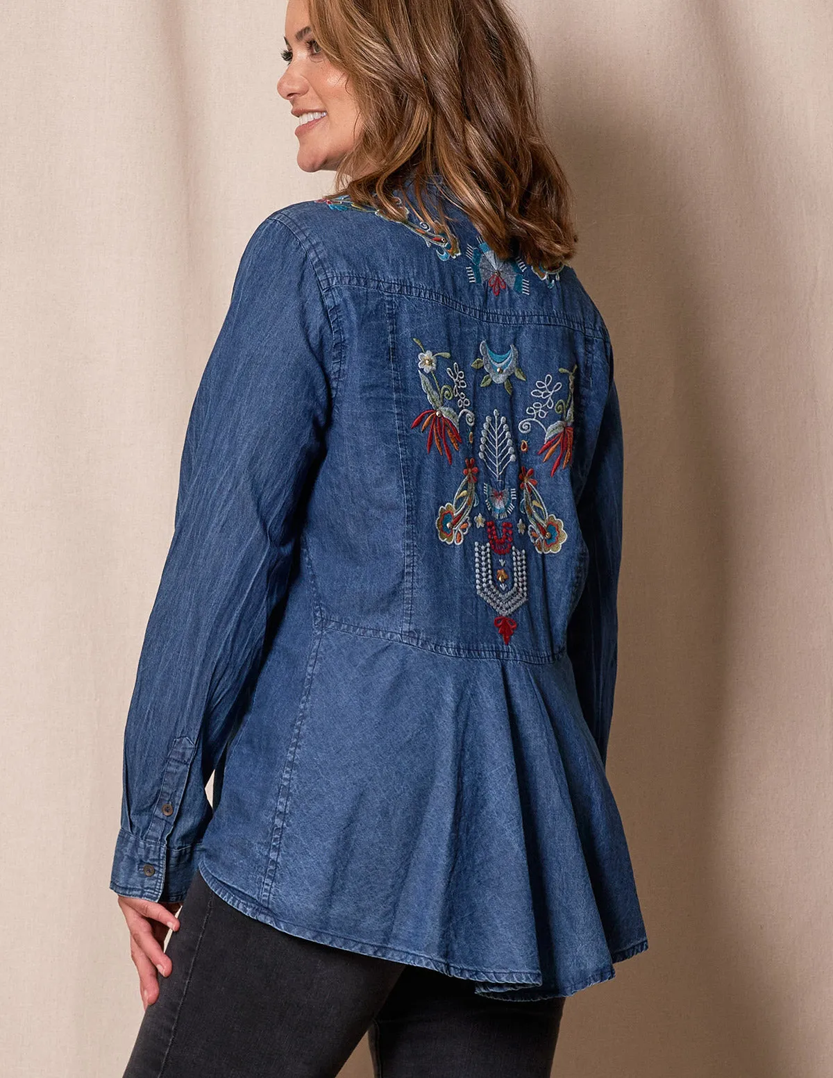 Cassidy Embroidered Denim Tunic