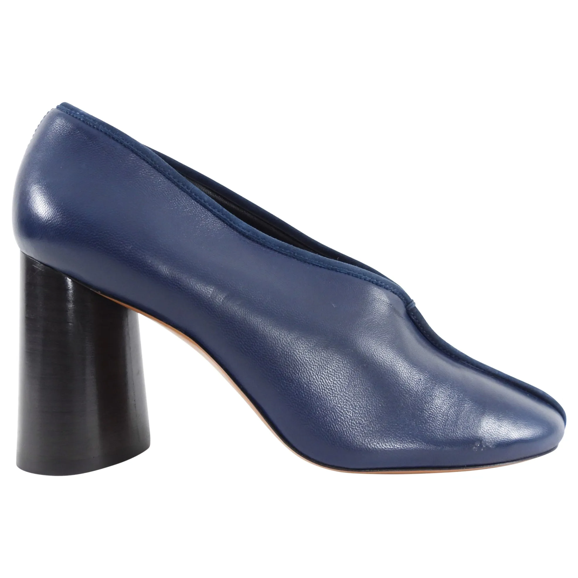 Celine Navy Leather V-Neck Pumps - 38 (7.5)