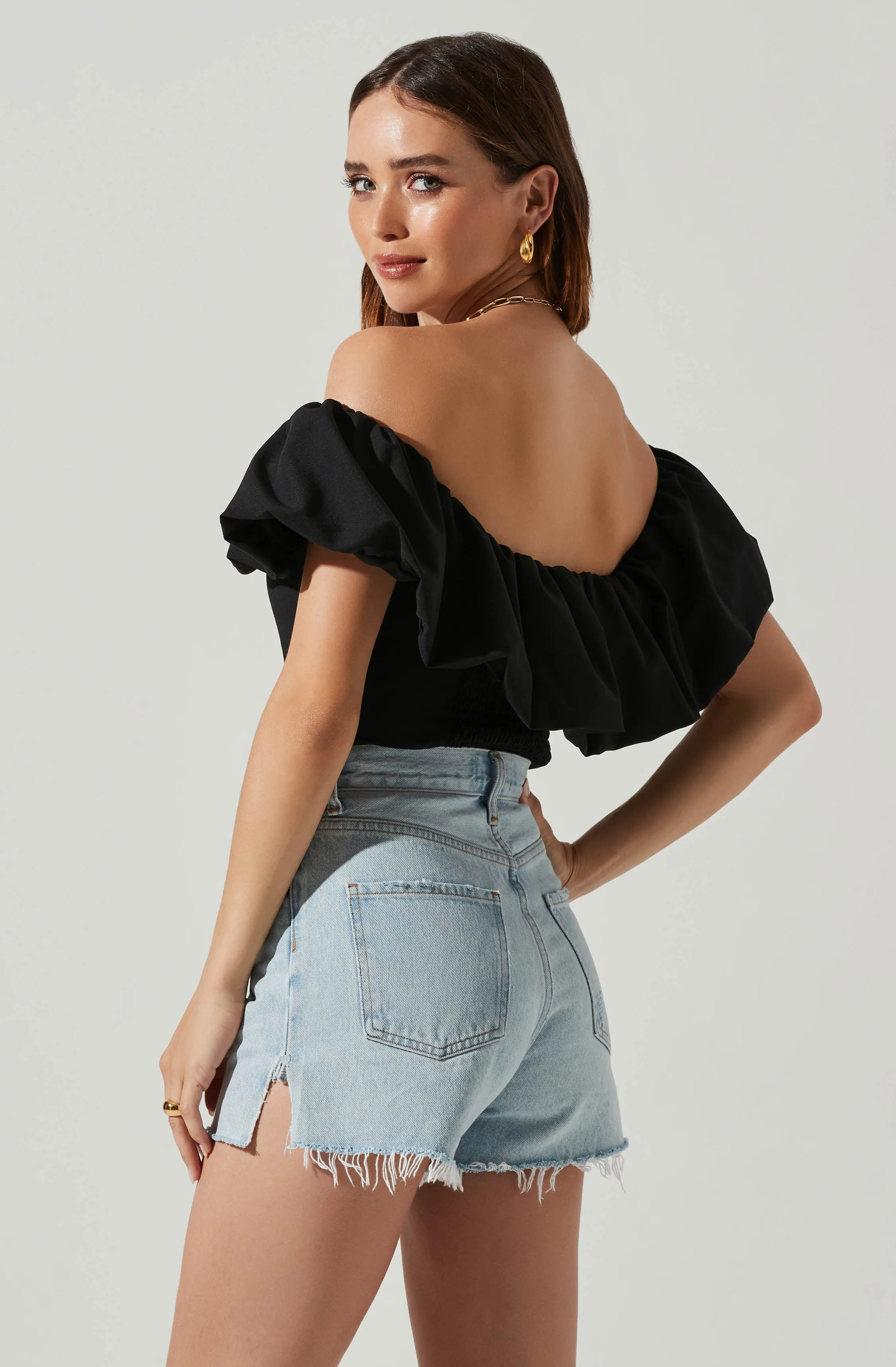 Claribelle Ruffle Hem Off Shoulder Top