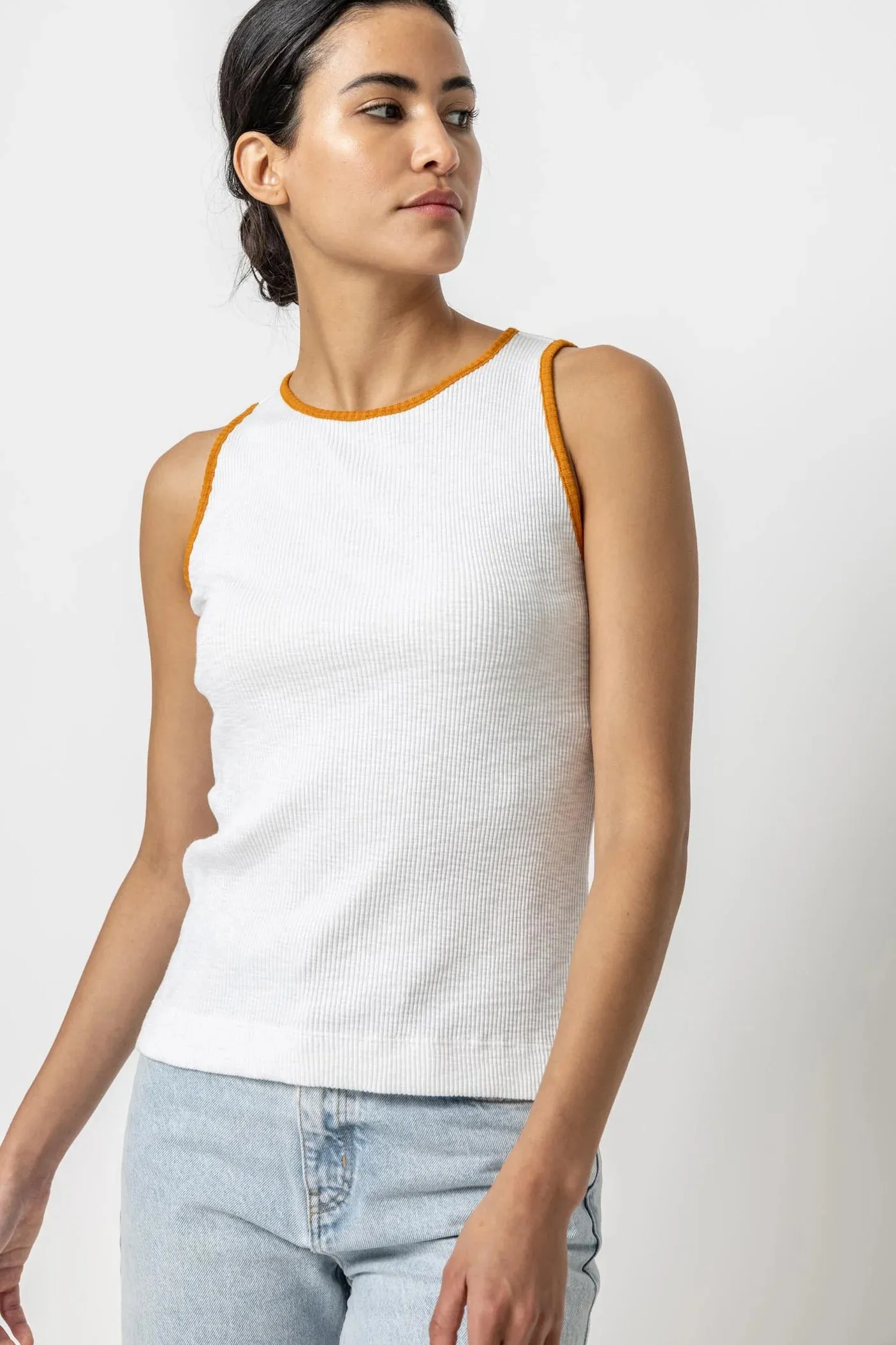 Contrast Binding Crewneck Tank