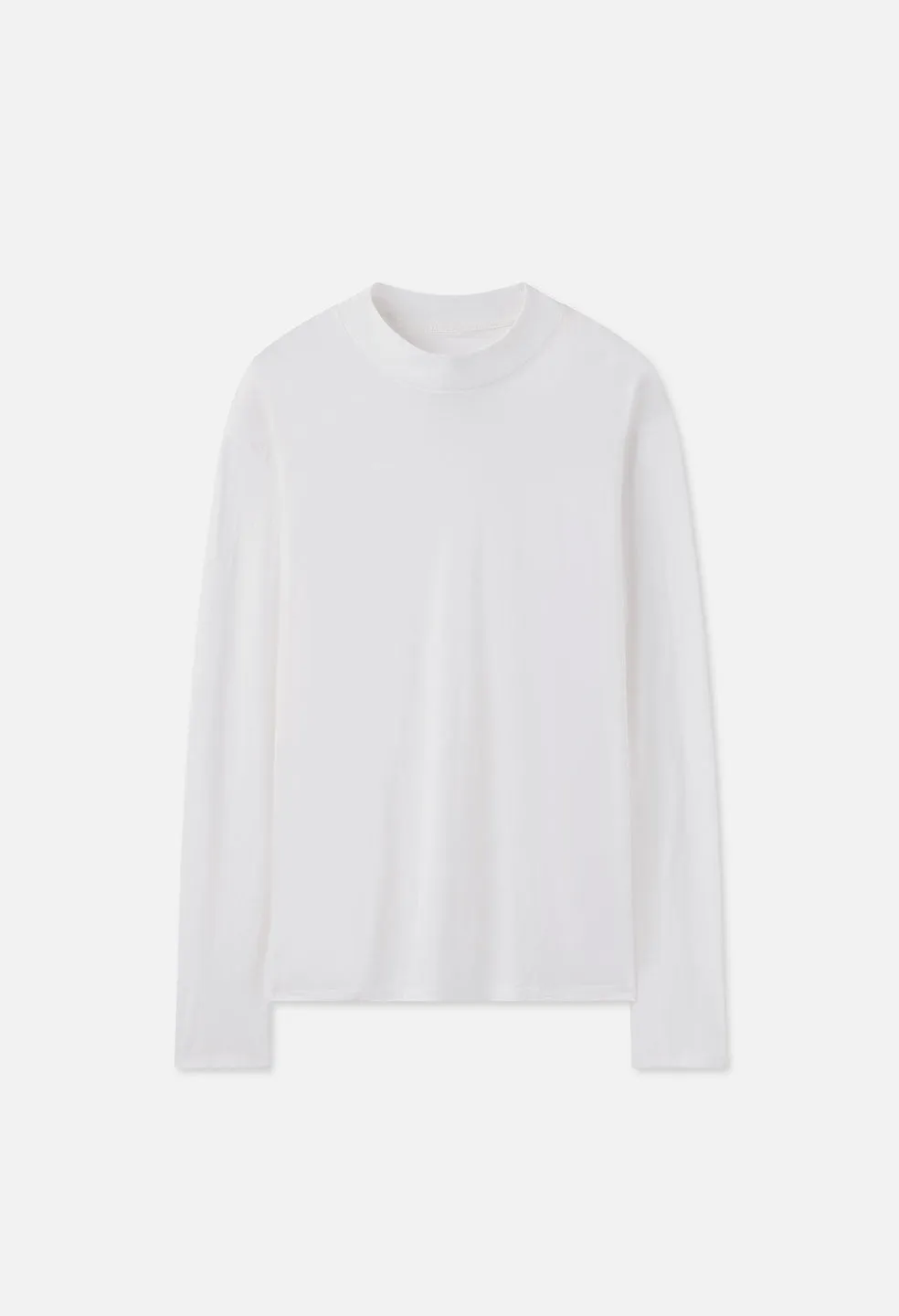 Cotton Cashmere Mock Neck / White