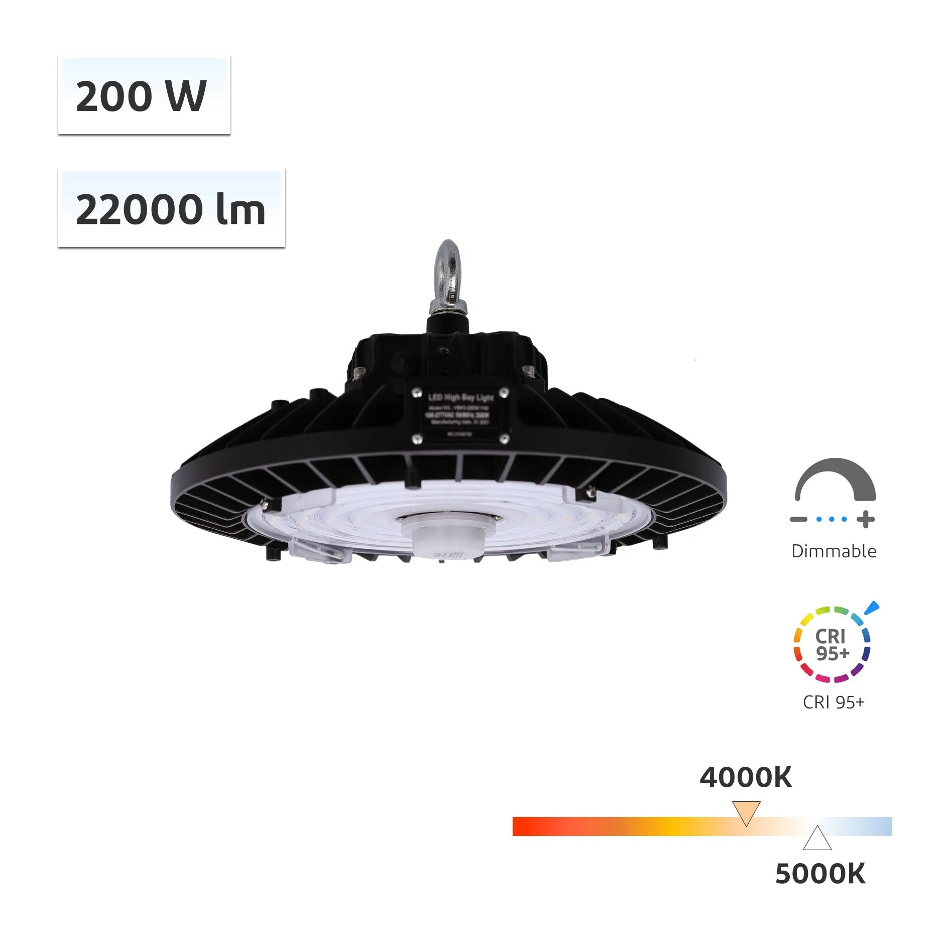 CRI-MAX CRI 95  200W Motion Sensor High Bay UFO LED Light 4000K 5000K