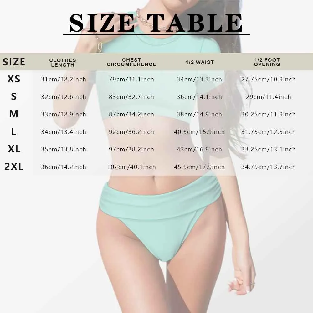 Custom Face Seamless Short Sleeve Crew Neck Bikini Personalized Women's Two Piece Swimsuit Beach Outfits