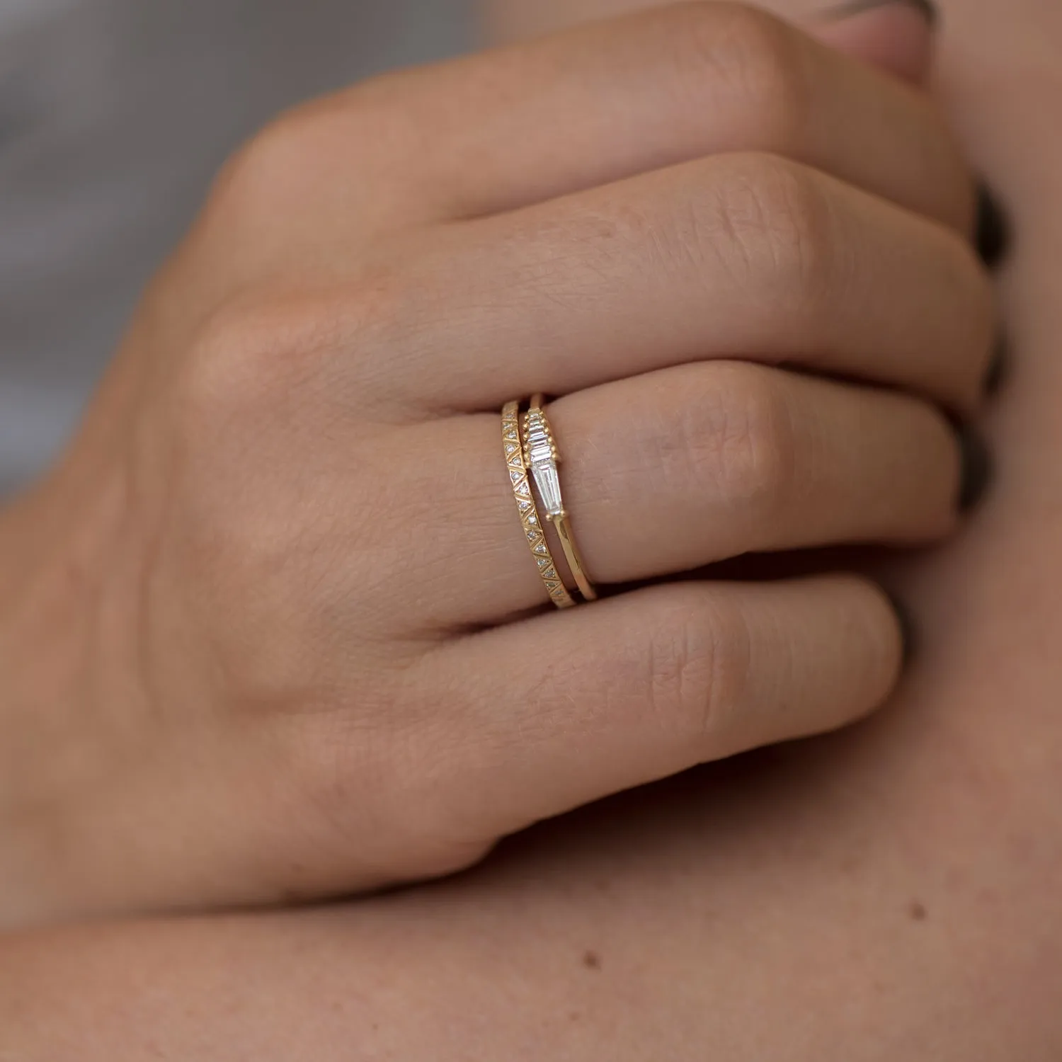 Dainty Trapeze Diamond Ring - Geometric Cluster Ring