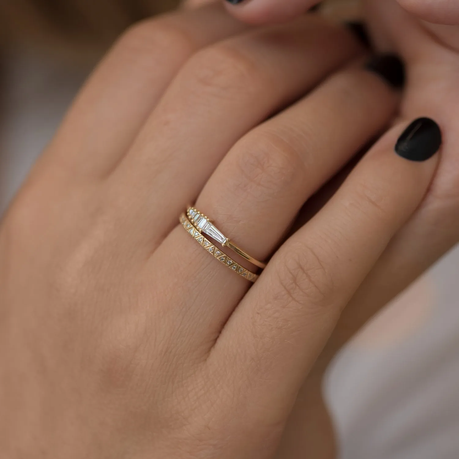 Dainty Trapeze Diamond Ring - Geometric Cluster Ring