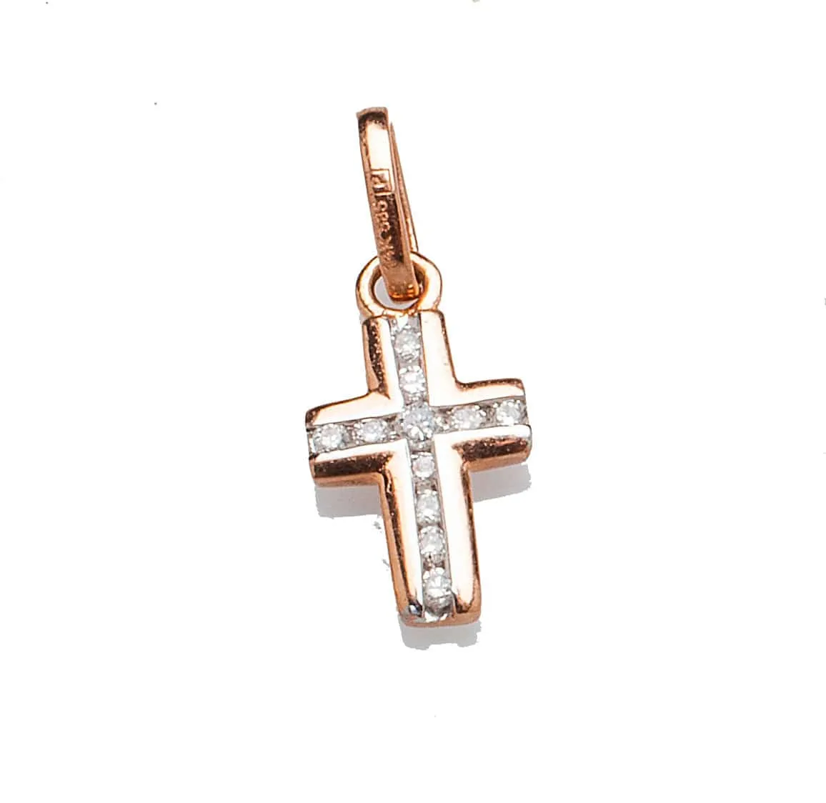 Diamond Cross Solid 14K Gold Outline