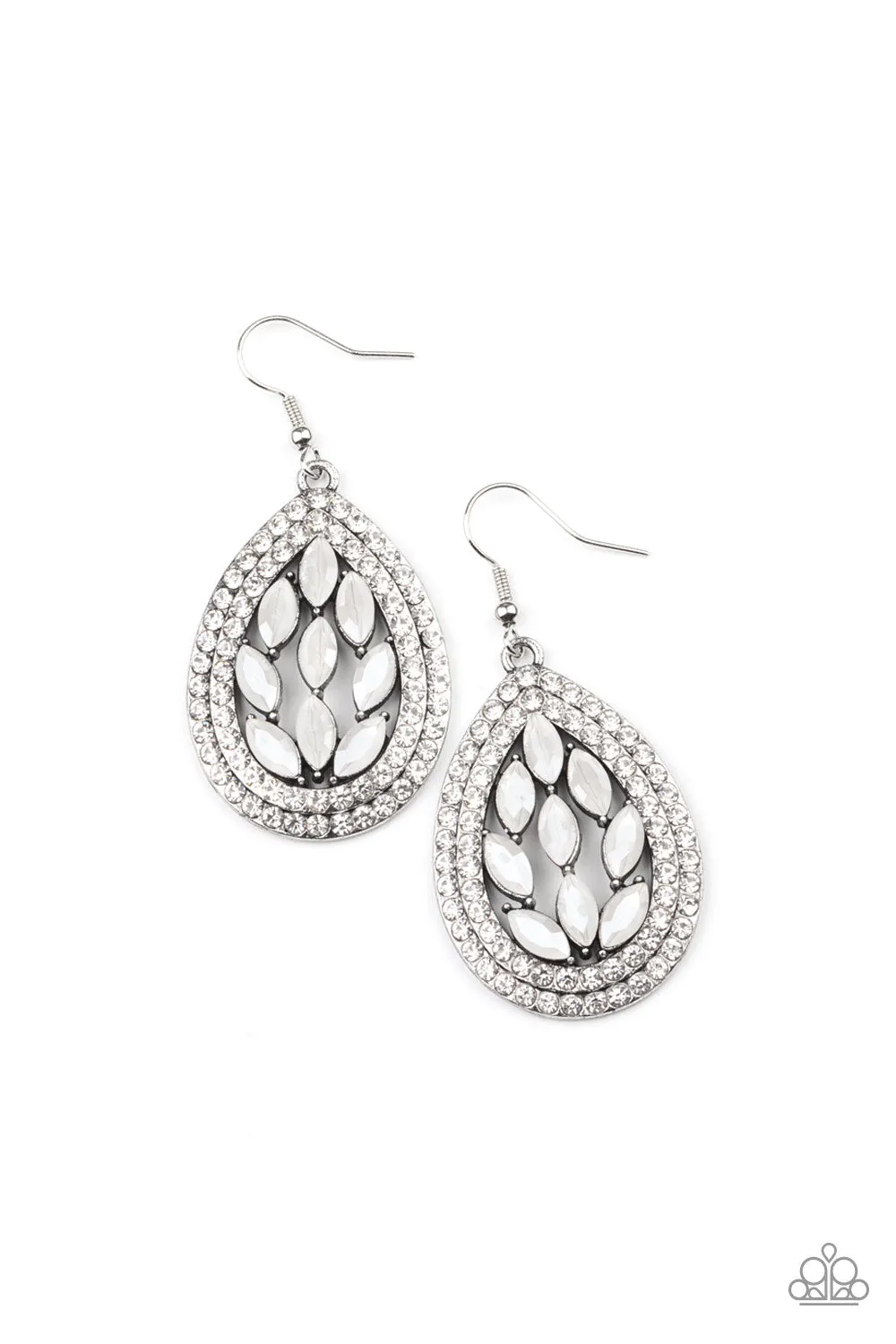 Encased Elegance - White Earring