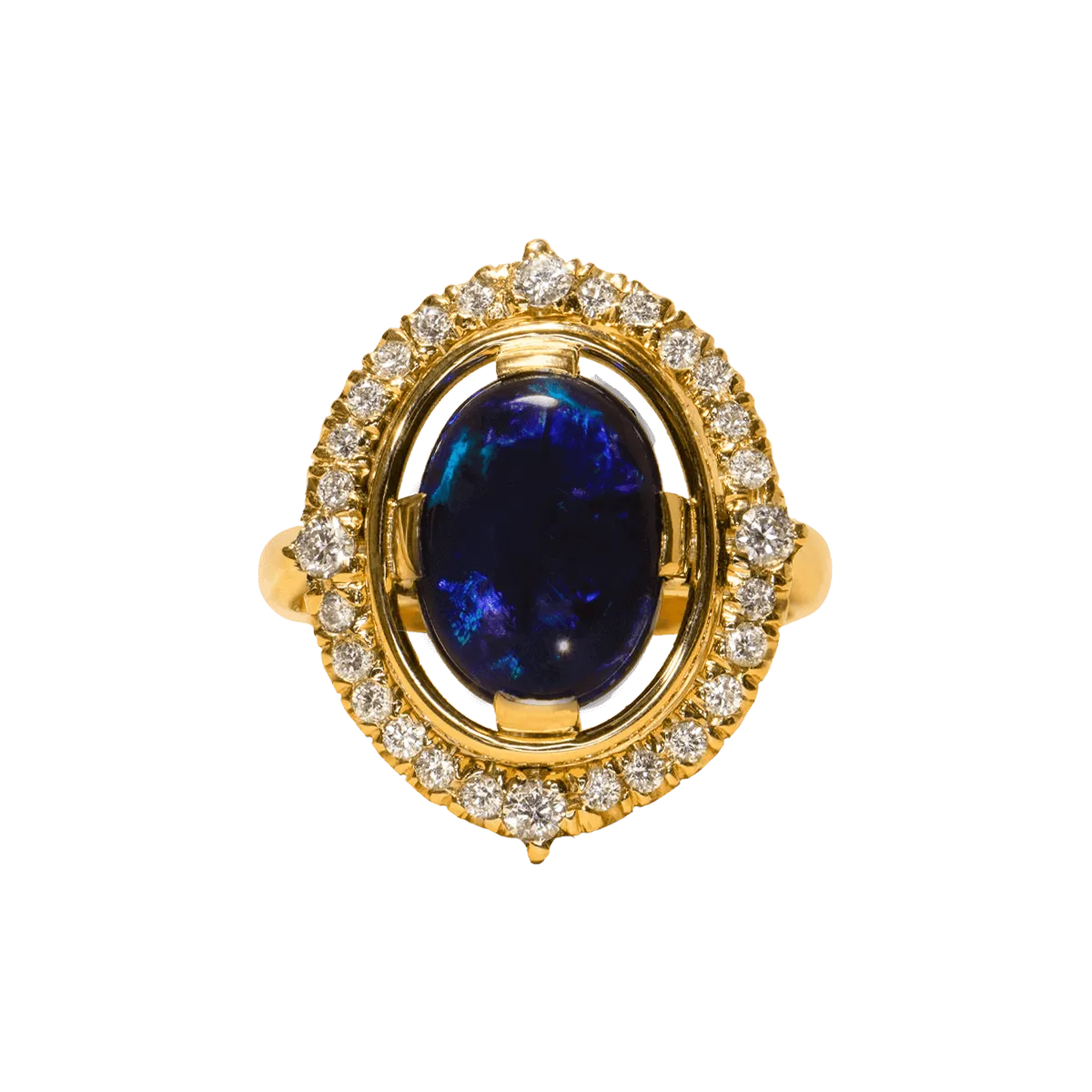 Fairy Princess Black Opal & Diamond Ring